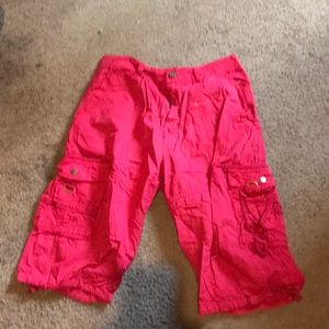 Men’s red cargo pants shorts